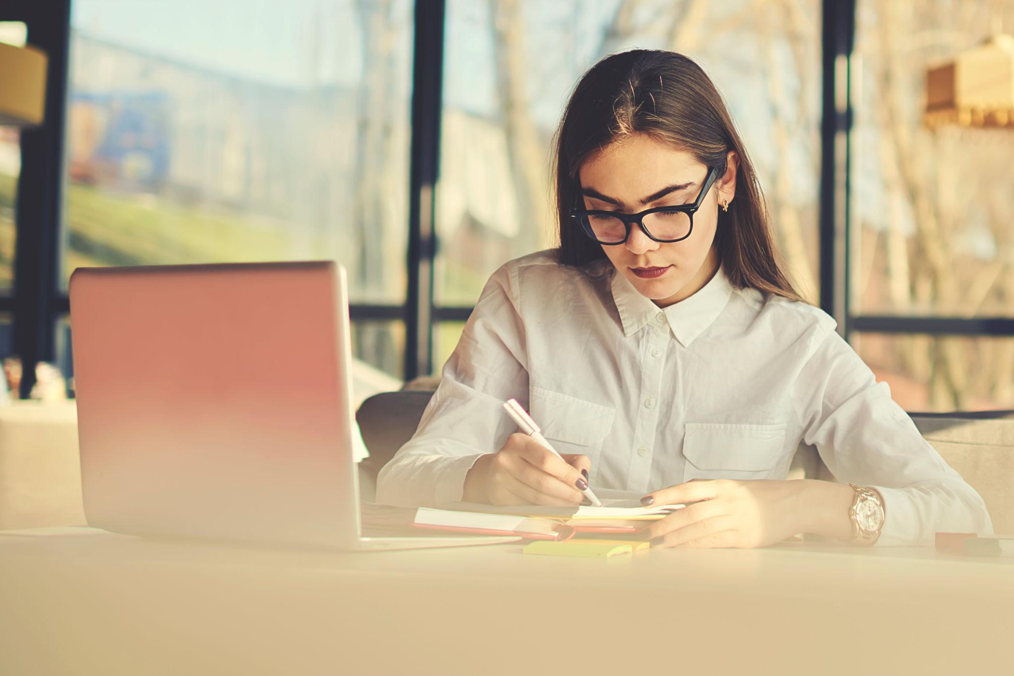 Writer shaping a brand narrative